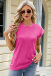 Round Neck Cap Sleeve T-Shirt Women's T-Shirts - Tophatter Daily Deals