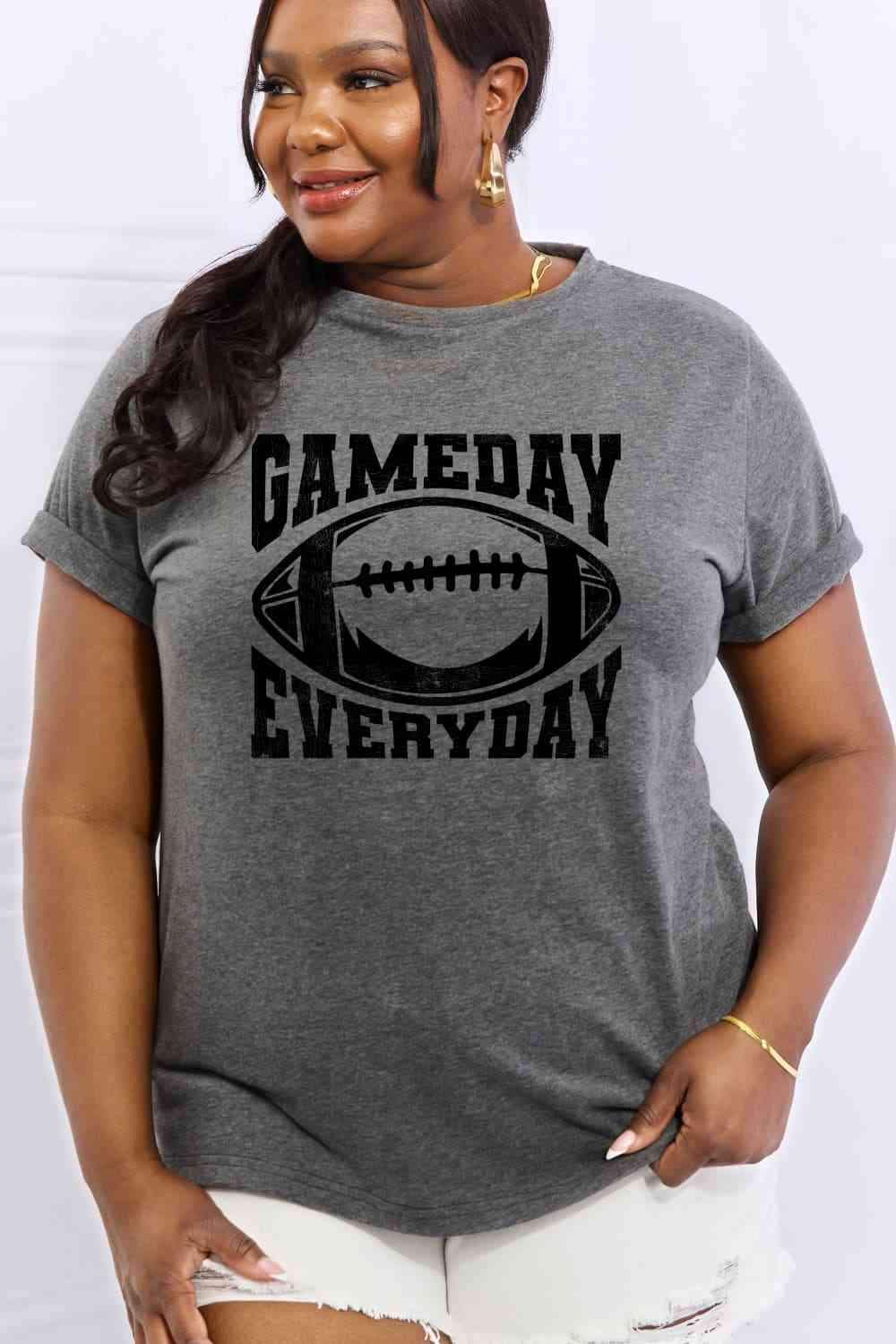 Simply Love Full Size GAMEDAY EVERYDAY Graphic Cotton Tee Women's T-Shirts - Tophatter Daily Deals