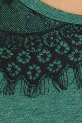 Lace Detail Round Neck Short Sleeve T-Shirt Women's T-Shirts - Tophatter Daily Deals