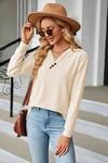 V-Neck Long Sleeve Blouse Blouses - Tophatter Daily Deals