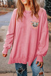 Bull Graphic Dropped Shoulder Slit Sweatshirt Carnation Pink - Tophatter Daily Deals