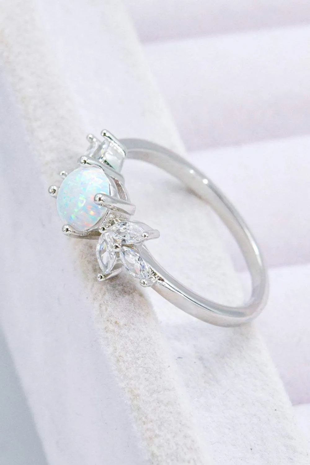 925 Sterling Silver Opal and Zircon Ring Opal - Tophatter Daily Deals