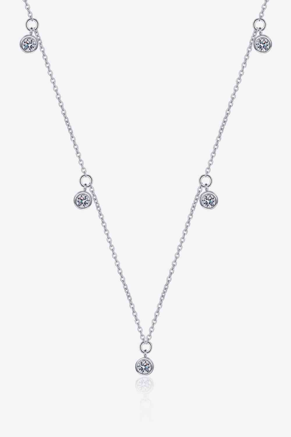 Moissanite Rhodium-Plated Necklace Moissanite - Tophatter Daily Deals