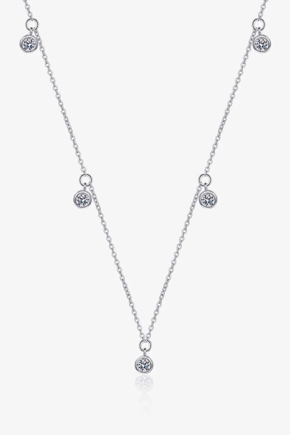 Moissanite Rhodium-Plated Necklace Moissanite - Tophatter Daily Deals