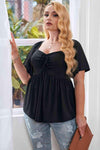 Plus Size Drawstring Sweetheart Neck Babydoll Blouse Blouses - Tophatter Daily Deals