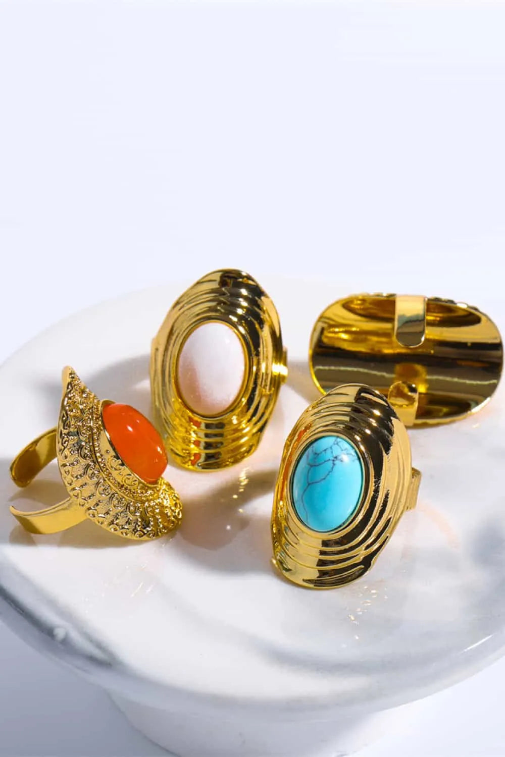 Natural Stone Copper Ring Rings - Tophatter Daily Deals