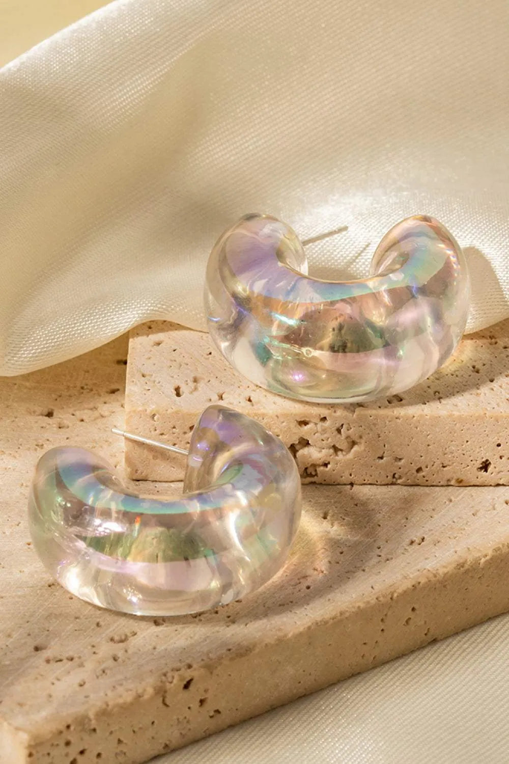 Resin C-Hoop Earrings Earrings - Tophatter Daily Deals