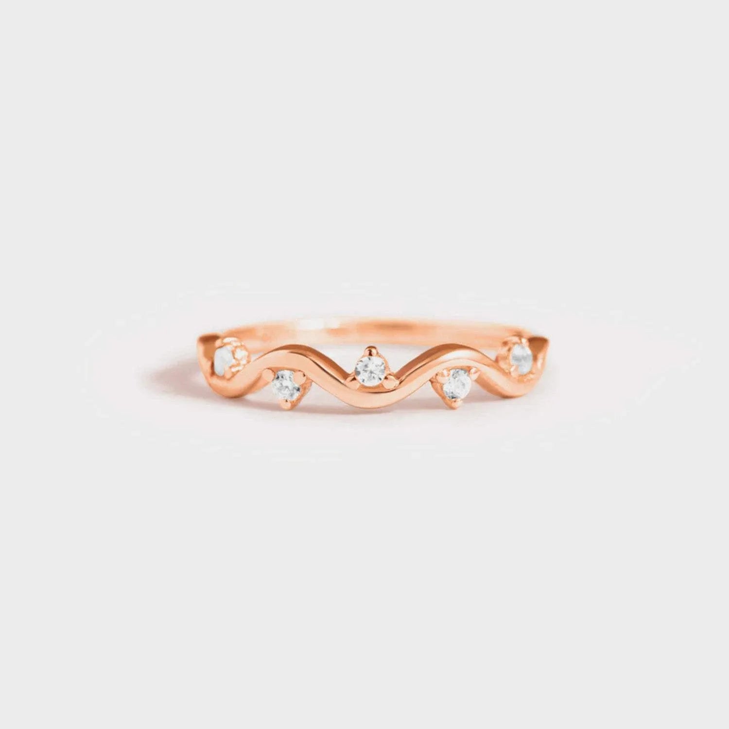 925 Sterling Silver Inlaid Zircon Ring Rose Gold Rings - Tophatter Daily Deals