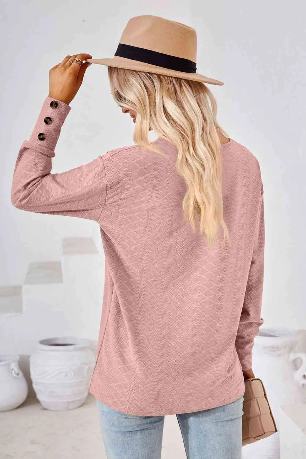 V-Neck Long Sleeve Blouse Blouses - Tophatter Daily Deals