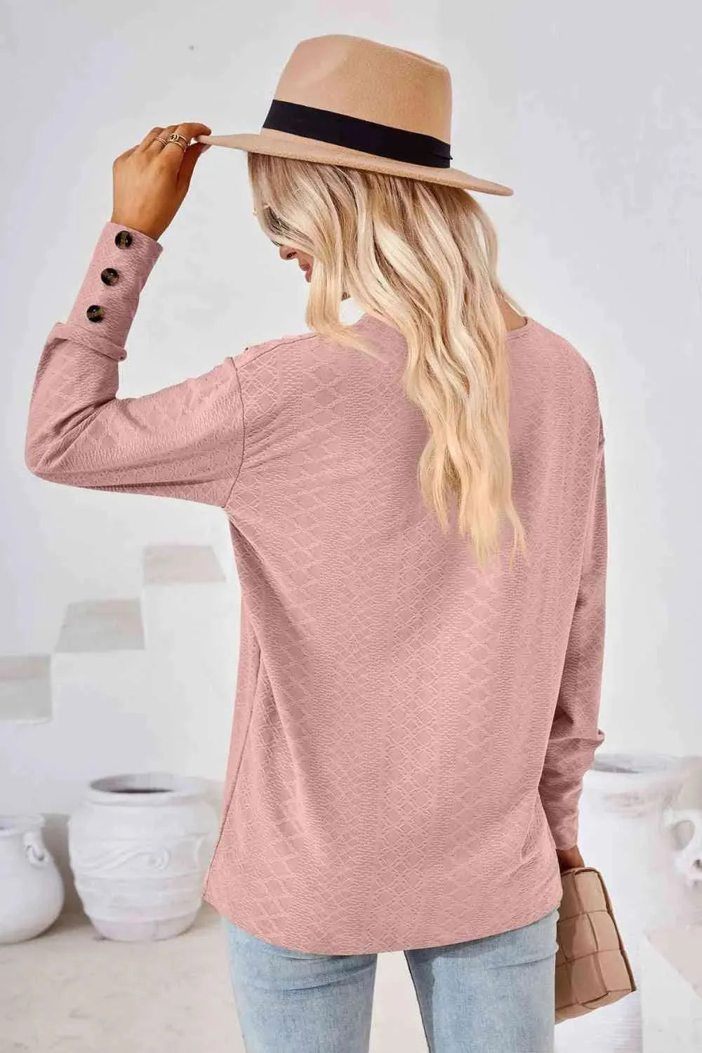V-Neck Long Sleeve Blouse Blouses - Tophatter Daily Deals