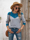 Striped Round Neck Long Sleeve T-Shirt Women's T-Shirts - Tophatter Daily Deals