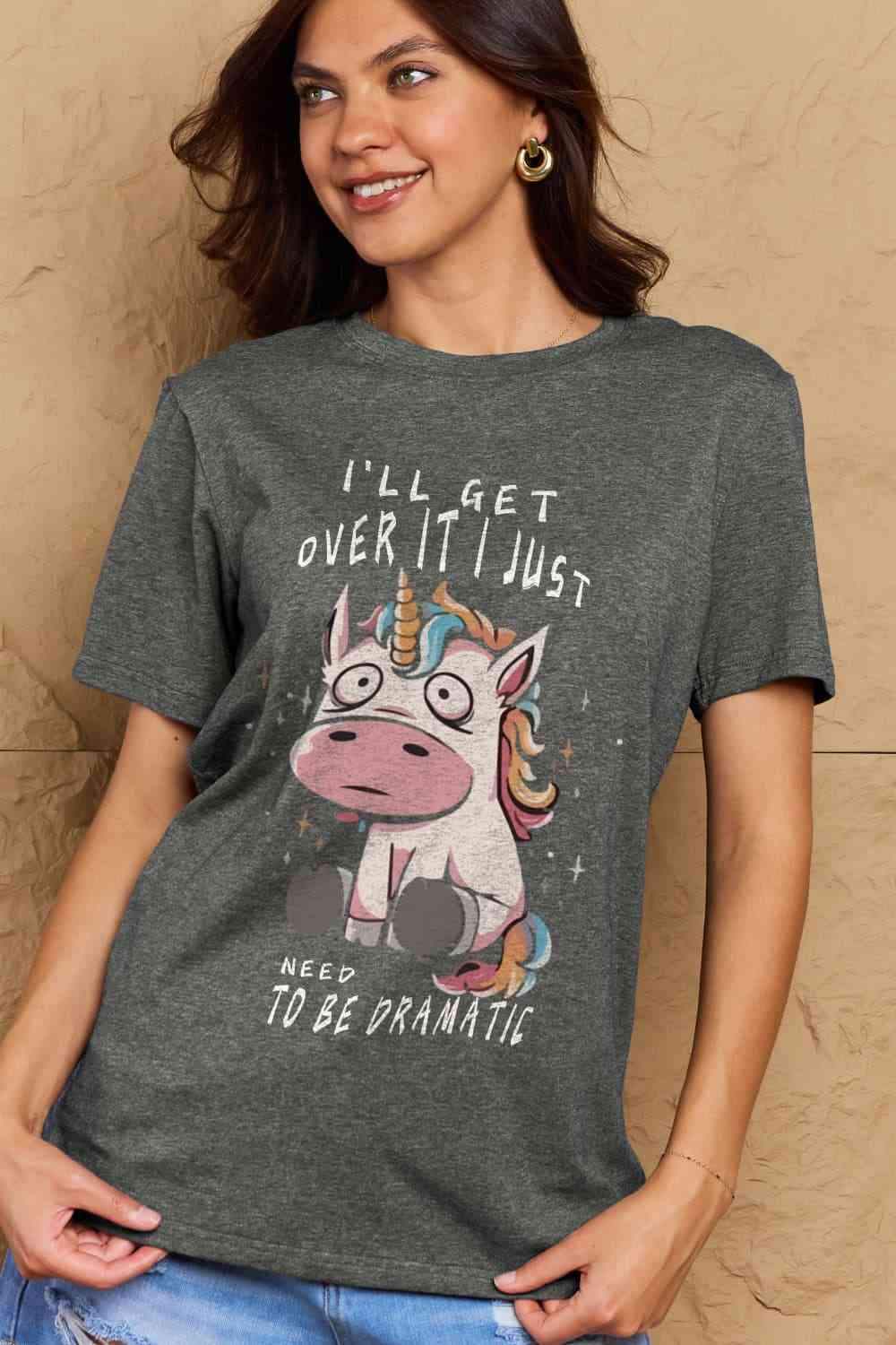 Simply Love Full Size I'LL GET OVER IT I JUST NEED TO BE DRAMATIC Graphic Cotton Tee Women's T-Shirts - Tophatter Daily Deals