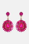 Teardrop Shape Glass Stone Dangle Earrings Hot Pink One Size Earrings - Tophatter Daily Deals