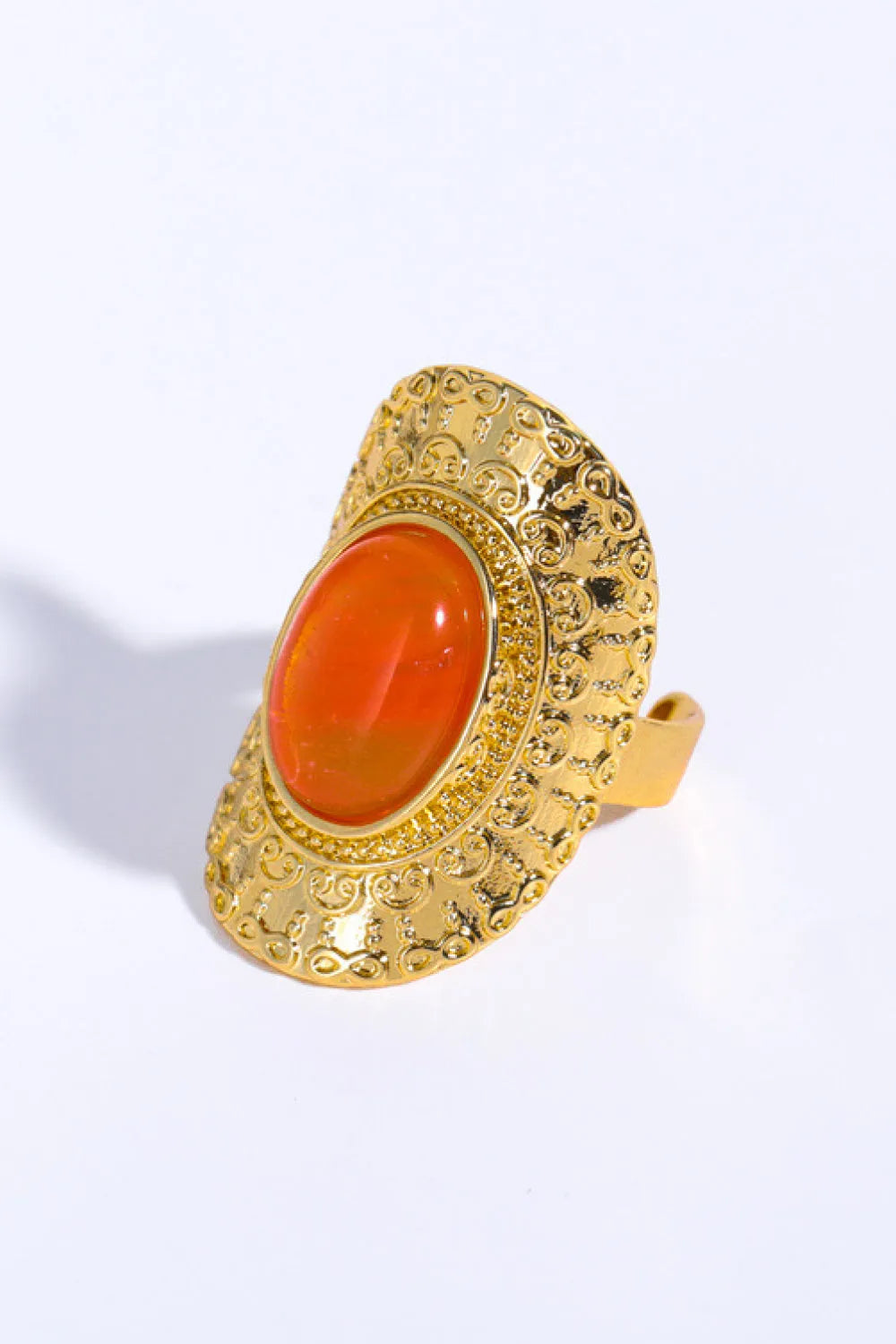 Natural Stone Copper Ring Orange One Size Rings - Tophatter Daily Deals