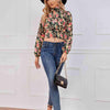 Cropped Floral Print Smocked Waist Blouse Blouses - Tophatter Daily Deals