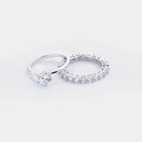 2 Piece Zircon 925 Sterling Silver Ring Rings - Tophatter Daily Deals