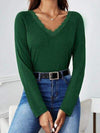 Lace Detail V-Neck Long Sleeve Top Blouses - Tophatter Daily Deals