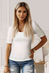 Ribbed Puff Sleeve Top - Tophatter Deals