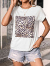 Leopard Graphic Round Neck Tee Women's T-Shirts - Tophatter Daily Deals