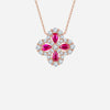 Lab-Grown Ruby 925 Sterling Silver Flower Shape Necklace Deep Rose One Size Necklaces - Tophatter Daily Deals