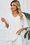 Peplum V-Neck Half Sleeve T-Shirt Women's T-Shirts - Tophatter Daily Deals