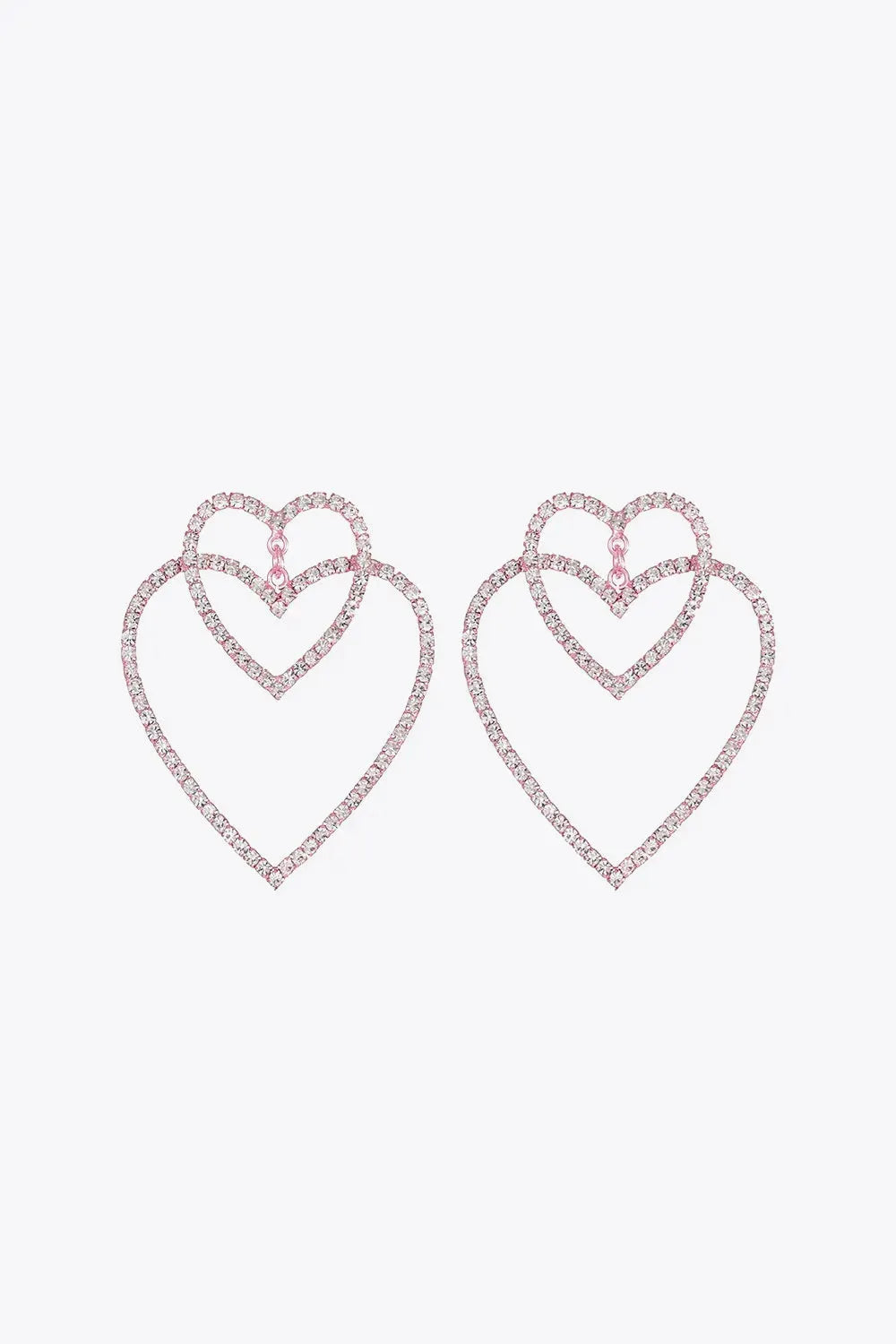 Glass Stone Decor Heart Copper Earrings Blush Pink One Size Earrings - Tophatter Daily Deals