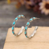 Artificial Turquoise Silver-Plated Hoop Earrings Earrings - Tophatter Daily Deals