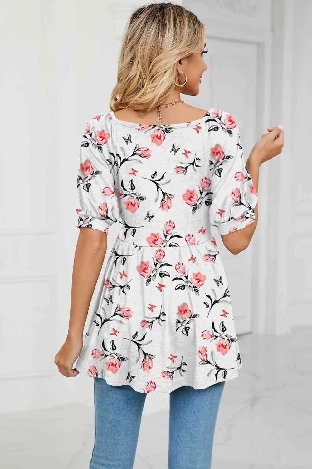 V-Neck Babydoll Blouse Blouses - Tophatter Daily Deals