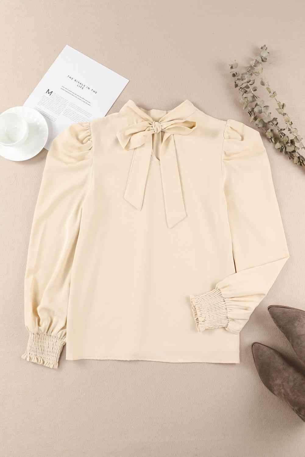 Mock Neck Puff Sleeve Blouse Blouses - Tophatter Daily Deals