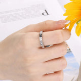 Inlaid Zircon Stainless Steel Ring Silver Rings - Tophatter Daily Deals