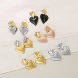 Stainless Steel Double Heart Earrings Earrings - Tophatter Daily Deals