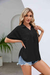 Half Button Johnny Collar Blouse Blouses - Tophatter Daily Deals