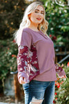 Plus Size Floral Exposed Seam Quarter-Button Henley Top Blouses - Tophatter Daily Deals