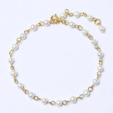 925 Sterling Silver Pearl Bracelet Gold One Size Bracelets - Tophatter Daily Deals