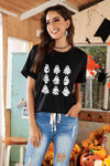 Round Neck Short Sleeve Ghost Graphic T-Shirt Women's T-Shirts - Tophatter Daily Deals