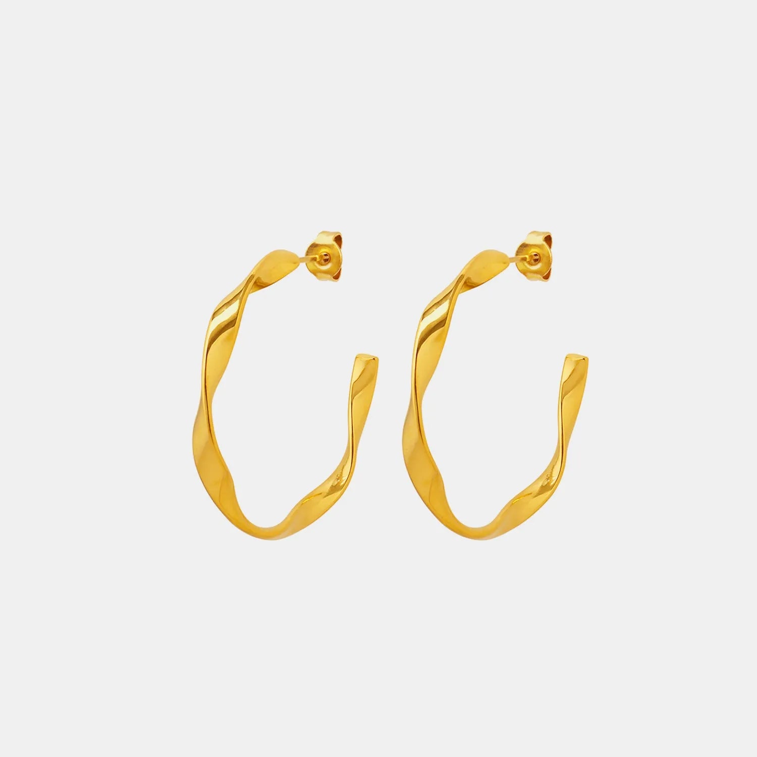 Titanium Steel C-Hoop Earrings Gold One Size Earrings - Tophatter Daily Deals