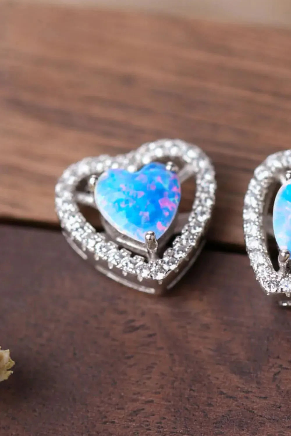 925 Sterling Silver Opal Heart Stud Earrings Opal - Tophatter Daily Deals