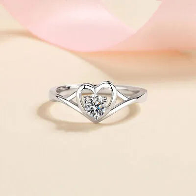 Moissanite Heart 925 Sterling Silver Ring Moissanite - Tophatter Daily Deals