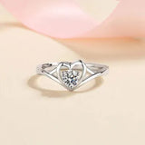 Moissanite Heart 925 Sterling Silver Ring Moissanite - Tophatter Daily Deals