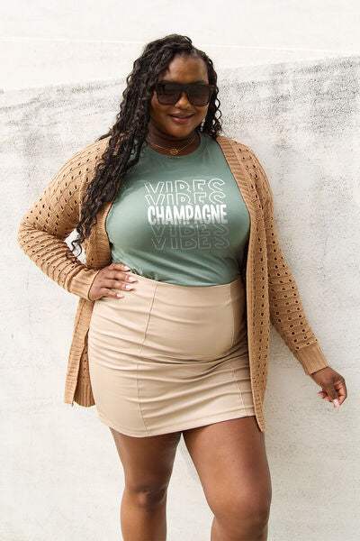 Simply Love Full Size CHAMPAGNE VIBES Short Sleeve T-Shirt Women's T-Shirts - Tophatter Daily Deals