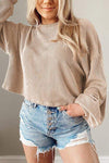 Round Neck Drop Shoulder Long Sleeve Top Blouses - Tophatter Daily Deals