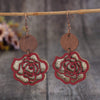 Wooden Alloy Rose Shape Dangle Earrings Style A One Size Earrings - Tophatter Daily Deals