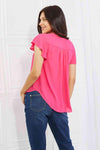 Sew In Love Just For You Full Size Short Ruffled Sleeve Length Top in Hot Pink Blouses - Tophatter Daily Deals