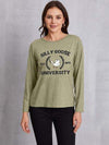 SILLY GOOSE UNIVERSITY Long Sleeve T-Shirt Sage Women's T-Shirts - Tophatter Daily Deals