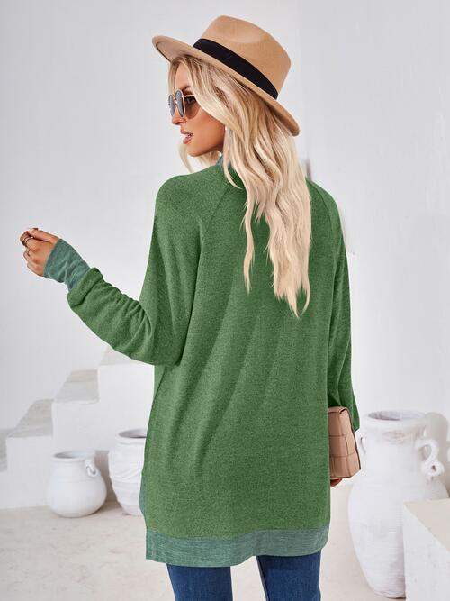 Contrast Mock Neck Long Sleeve T-Shirt Women's T-Shirts - Tophatter Daily Deals