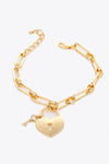Heart Lock Charm Chain Bracelet Gold One Size Bracelets - Tophatter Daily Deals