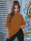 LOS ANGELES Round Neck Dropped Shoulder T-Shirt Caramel Women's T-Shirts - Tophatter Daily Deals