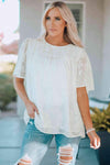 Round Neck Puff Sleeve Blouse Blouses - Tophatter Daily Deals