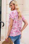 Floral Half-Button Flutter Sleeve Blouse Blouses - Tophatter Daily Deals