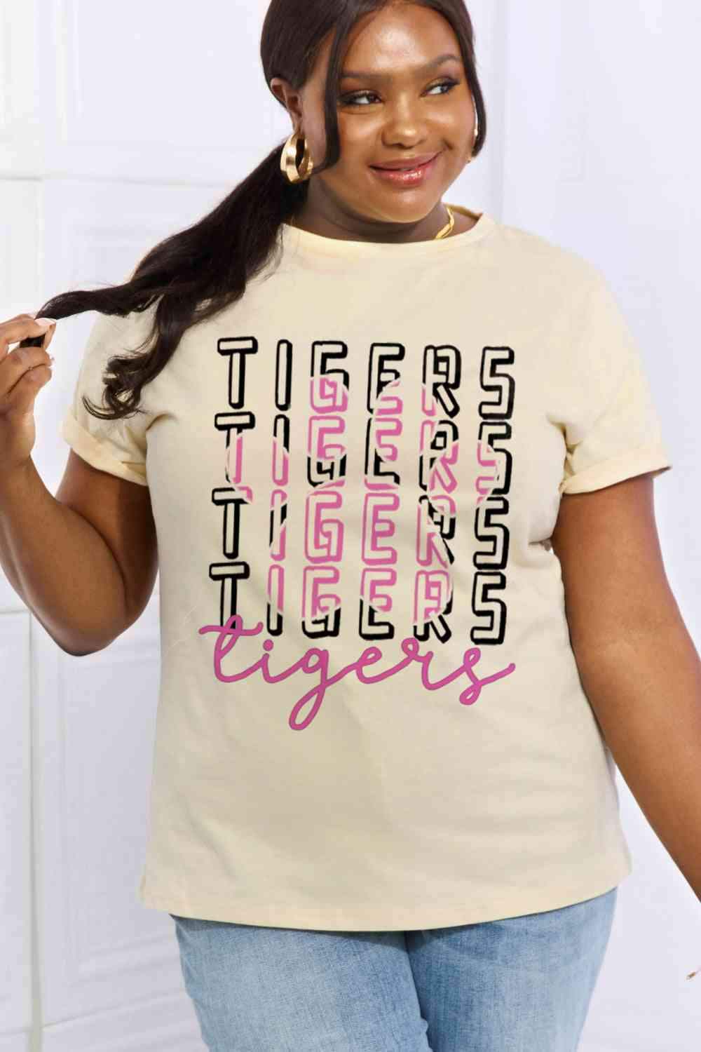 Simply Love Full Size TIGERS Graphic Cotton Tee Women's T-Shirts - Tophatter Daily Deals